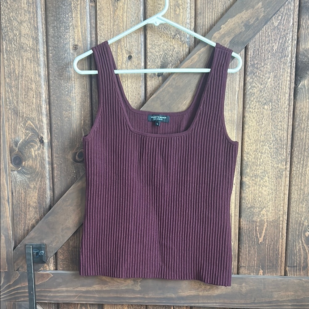 Velvet Heart Red Ribbed Sleeveless Tank Top